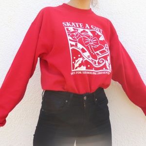 Red VERY SOFT Fleece Printed Graphic Sweatshirt